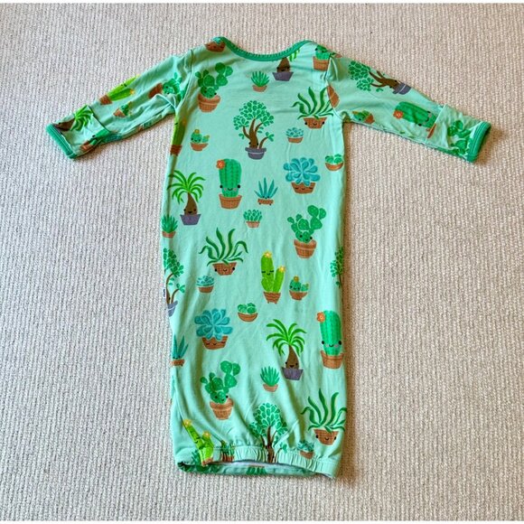 Little Sleepies Succulent Love Baby Gown Size Newborn Bamboo Material Green - Picture 4 of 5